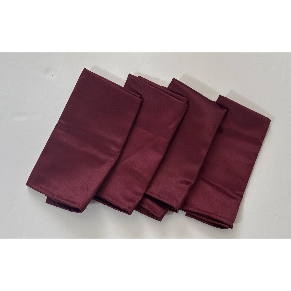 Bed Bath & Beyond‎ Satin Ambrosia Garnet Burgundy 17" Napkin Set Of 4 RN 63262